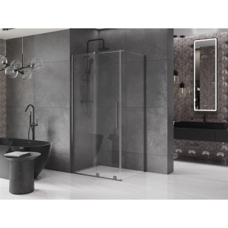 Mexen Velar sprchovací kút 90x85 cm, priehľadná, šedá kartáčovaná 871-090-085-01-66