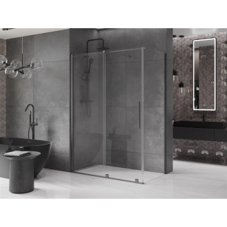 Mexen Velar sprchovací kút 140x80 cm, priehľadná, šedá kartáčovaná 871-140-080-01-66