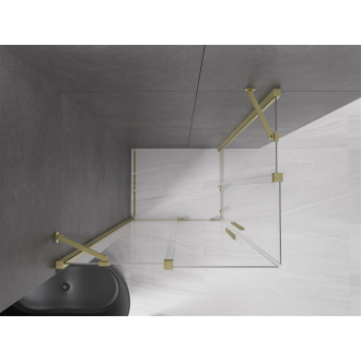 Mexen Velar Duo vysúvací sprchovací kút 90x80, transp., brúsené zlato 871-090-080-02-55