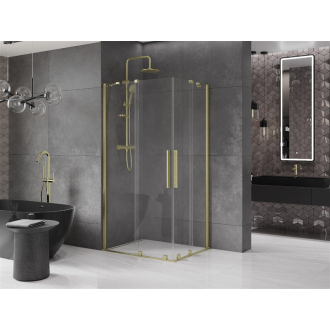 Mexen Velar Duo vysúvací sprchovací kút 90x80, transp., brúsené zlato 871-090-080-02-55