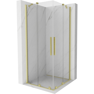 Mexen Velar Duo vysúvací sprchovací kút 90x90, transp., brúsené zlato 871-090-090-02-55