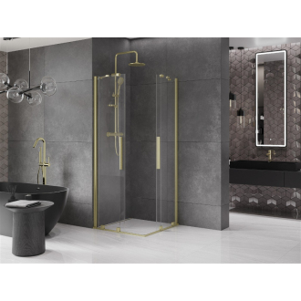 Mexen Velar Duo vysúvací sprchovací kút 90x90, transp., brúsené zlato 871-090-090-02-55