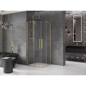 Mexen Velar Duo vysúvací sprchovací kút 100x100, transp., brúsené zlato 871-100-100-02-55