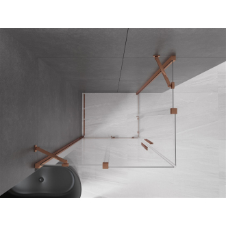 Mexen Velar Duo vysúvací sprchovací kút 100x90, transp., ružové zlato 871-100-090-02-60