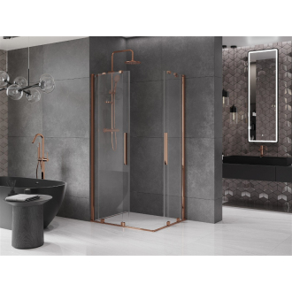 Mexen Velar Duo vysúvací sprchovací kút 100x90, transp., ružové zlato 871-100-090-02-60