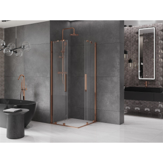 Mexen Velar Duo vysúvací sprchovací kút 100x100, transp., ružové zlato 871-100-100-02-60