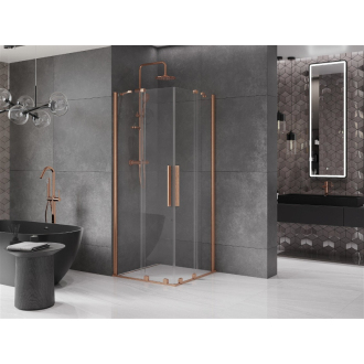Mexen Velar Duo vysúvací sprchovací kút 80x80, transp., Kefa. meď 871-080-080-02-65