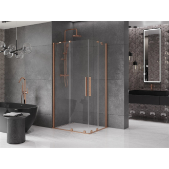 Mexen Velar Duo výsuvný sprchovací kút 90x80, transp., brúsená meď 871-090-080-02-65