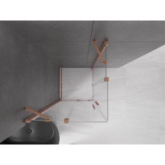 Mexen Velar Duo vysúvací sprchovací kút 90x90, transp., brúsená meď 871-090-090-02-65