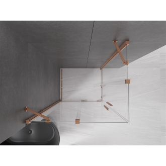 Mexen Velar Duo vysúvací sprchovací kút 100x90, transp., brúsená meď 871-100-090-02-65