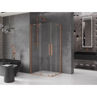 Mexen Velar Duo vysúvací sprchovací kút 100x90, transp., brúsená meď 871-100-090-02-65