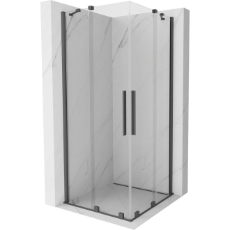 Mexen Velar Duo sprchovací kút 80x80 cm, priehľadná, šedá kartáčovaná 871-080-080-02-66