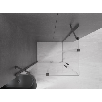 Mexen Velar Duo sprchovací kút 90x80 cm, priehľadná, šedá kartáčovaná 871-090-080-02-66