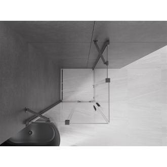 Mexen Velar Duo sprchovací kút 100x100 cm, transparent, šedá kartáčovaná 871-100-100-02-66