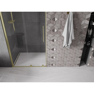 Mexen Velar posuvné sprchové dvere 90 cm, transparentné, brúsené zlato 871-090-000-01-55