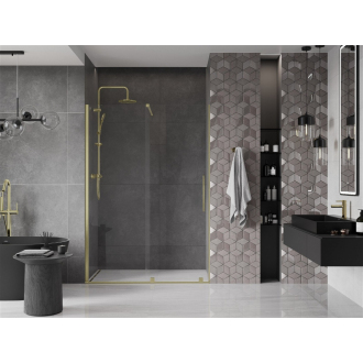Mexen Velar posuvné sprchové dvere 130 cm, transparentné, brúsené zlato 871-130-000-01-55