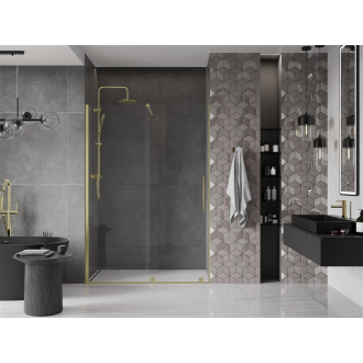 Mexen Velar posuvné sprchové dvere 150 cm, transparentné, brúsené zlato 871-150-000-01-55
