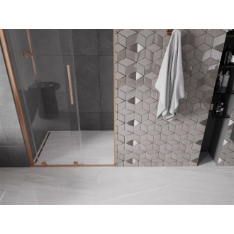 Mexen Velar posuvné sprchové dvere 120 cm, transparentné, brúsená meď - 871-120-000-01-65
