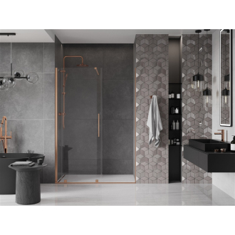 Mexen Velar posuvné sprchové dvere 140 cm, transparentné, brúsená meď - 871-140-000-01-65