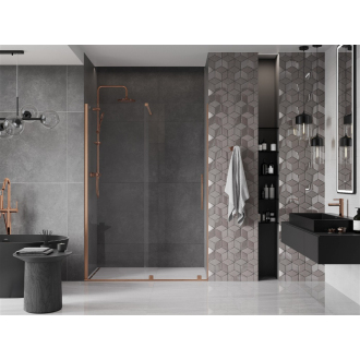 Mexen Velar posuvné sprchové dvere 140 cm, transparentné, brúsená meď - 871-140-000-01-65
