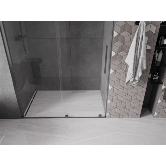 Mexen Velar posuvné sprchové dvere 150 cm, transparent, šedá kartáčovaný 871-150-000-01-66