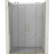 Mexen Velar Duo posuvné sprchové dvere 140 cm, priehľadné, zlaté - 871-140-000-02-50