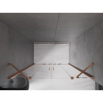 Mexen Velar Duo posuvné sprchové dvere 140 cm, transparent, ružové zlato 871-140-000-02-60
