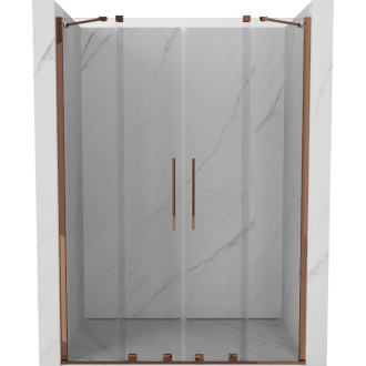 Mexen Velar Duo posuvné sprchové dvere 150 cm, transparent, ružové zlato 871-150-000-02-60