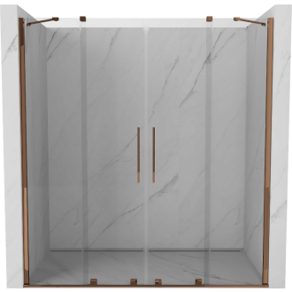 Mexen Velar Duo posuvné sprchové dvere 200 cm, transparent, ružové zlato 871-200-000-02-60
