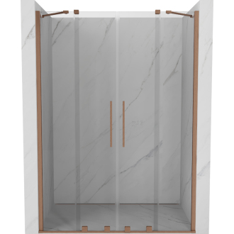 Mexen Velar Duo posuvné sprchové dvere 140 cm, transparent, brúsená meď 871-140-000-02-65