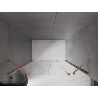 Mexen Velar Duo posuvné sprchové dvere 150 cm, transparent, brúsená meď 871-150-000-02-65