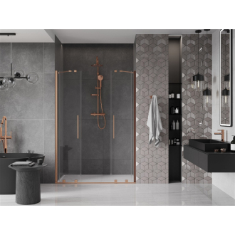 Mexen Velar Duo posuvné sprchové dvere 150 cm, transparent, brúsená meď 871-150-000-02-65