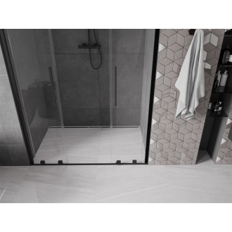 Mexen Velar Duo posuvné sprchové dvere 140 cm, priehľadné, čierne - 871-140-000-02-70