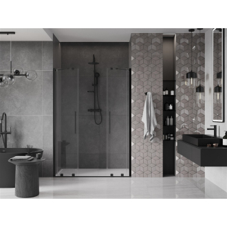 Mexen Velar Duo posuvné sprchové dvere 140 cm, priehľadné, čierne - 871-140-000-02-70