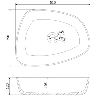 Mexen Ono umývadlo na dosku z konglomerátu 51 x 39 cm, biela - 23045101