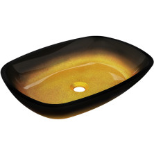 Mexen Araks sklenené umývadlo na dosku 54 x 39 cm, tmavé zlato - 24155451