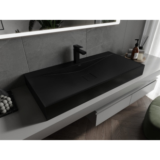 Mexen Poli umývadlo na dosku z konglomerátu 1/O 100 x 48 cm, čierna - 23021071