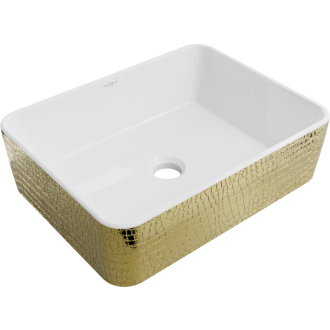 Mexen Catia umývadlo na dosku 48 x 38 cm, vzor stupnice biela/zlatá - 21314808