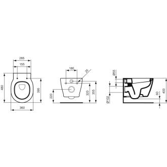 Ideal Standard CONNECT SPACE E801801 závesný klozet krátky 48x36 SHORT