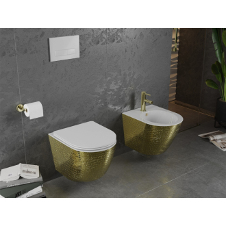 Mexen Lena závesný bidet, vzor stupnice biela/zlatá - 35224808