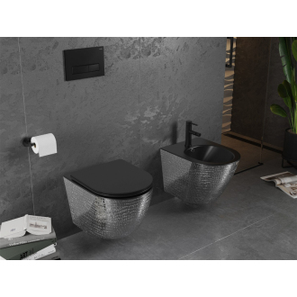 Mexen Lena závesný bidet, matná čierna/strieborný vzor stupnice - 35224872