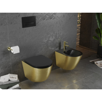 Mexen Lena závesný bidet, matná čierna/zlatý vzor čiar - 35224877