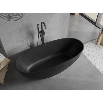 Mexen Bari voľne stojaca vaňa z konglomerátu 165 x 75 cm, matná čierna - 57221657570