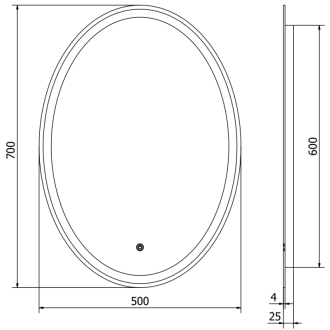 Mexen Elz osvetlené kúpeľňové zrkadlo 50 x 70 cm, LED 6000K, proti zaparovaniu - 9802-050-070-611-00