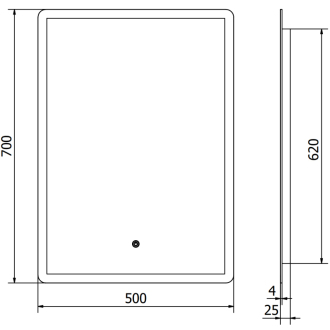 Mexen Navia osvetlené kúpeľňové zrkadlo 50 x 70 cm, LED 6000K, proti zaparovaniu - 9803-050-070-611-00
