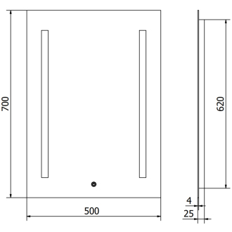 Mexen Remi osvetlené kúpeľňové zrkadlo 50 x 70 cm, LED 6000K, proti zaparovaniu - 9804-050-070-611-00