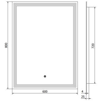 Mexen Taco osvetlené kúpeľňové zrkadlo 60 x 80 cm, LED 6000K, proti zaparovaniu - 9805-060-080-611-00