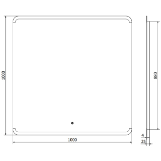 Mexen Nida osvetlené kúpeľňové zrkadlo 100 x 100 cm, LED 6000K, proti zaparovaniu - 9806-100-100-611-00