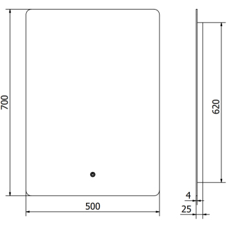 Mexen Sun osvetlené kúpeľňové zrkadlo 50 x 70 cm, LED 6000K, proti zaparovaniu - 9807-050-070-611-00