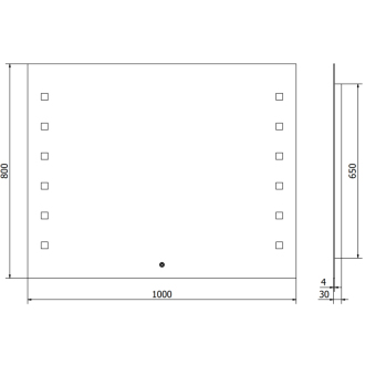 Mexen Ner osvetlené kúpeľňové zrkadlo 100 x 80 cm, LED 6000K, proti zaparovaniu - 9809-100-080-611-00